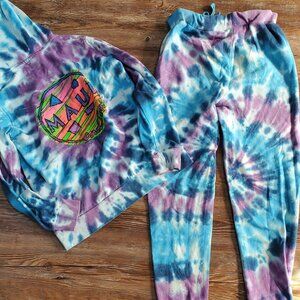 Maui and Sons Sweatshirt & Pants Jogger set 10/12 Purple Blue Multicolor Tie Dye